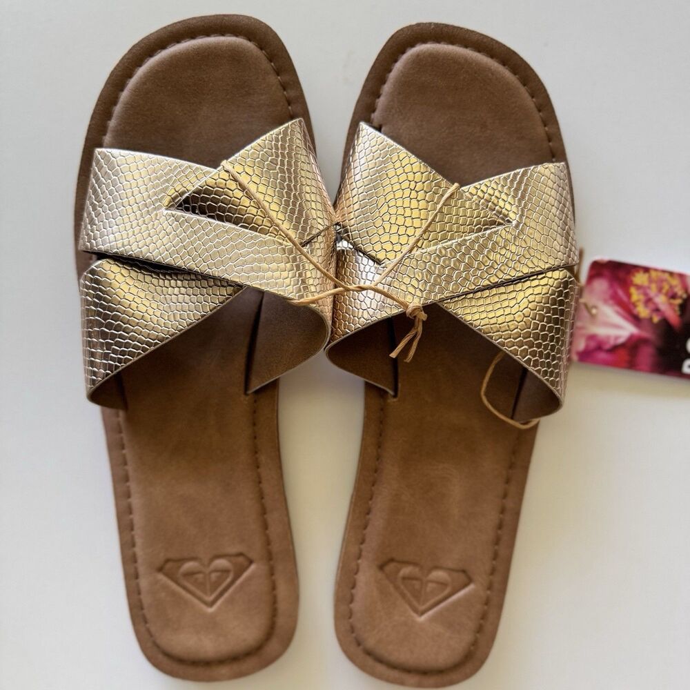 ROXY Women's Andreya Slide Sandal Champagne Size 5 NWT